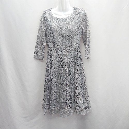 ◇ Lace Ladies 長袖 ひざ丈 ワンピース サイズM グレー レディース E 【1406050092627】