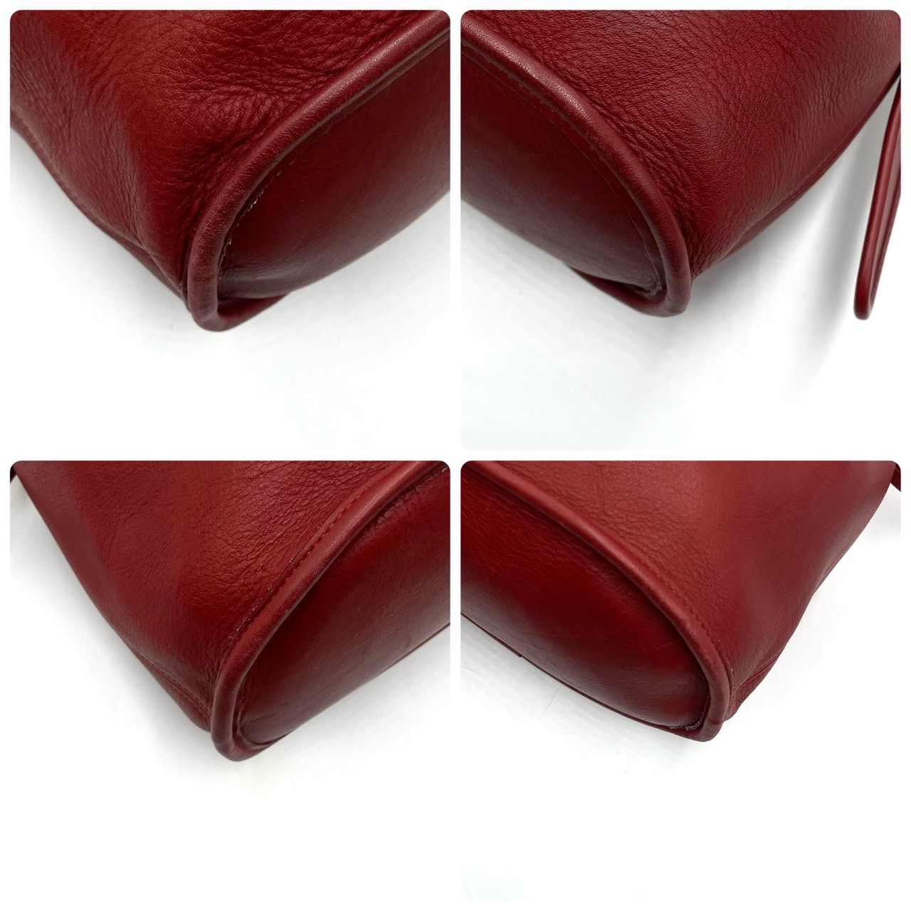 美品○ COACH コーチ オールド ショルダーバッグ 巾着 レッド レザー