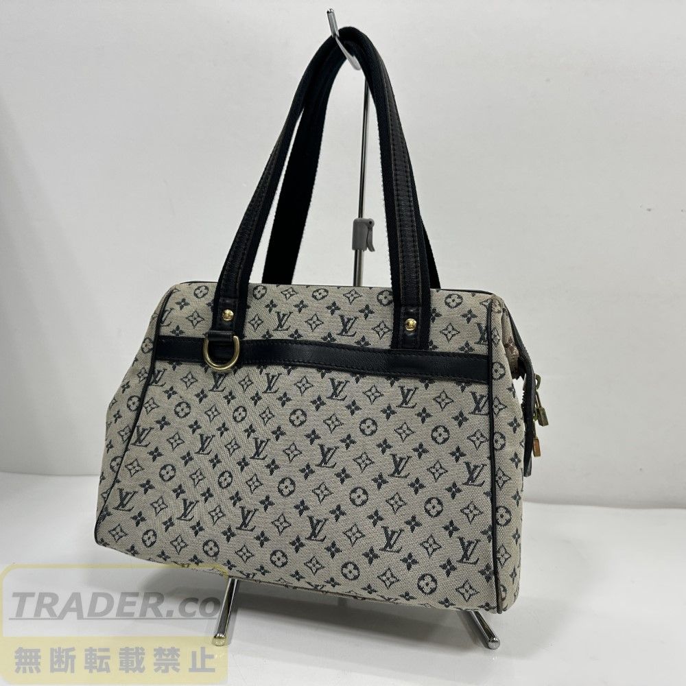 07w1708★ LOUIS VUITTON(ルイヴィトン) モノグラムミニ ジョセフィーヌPM ハンドバッグ キャンバス/レザー ネイビー M92211【中古品】