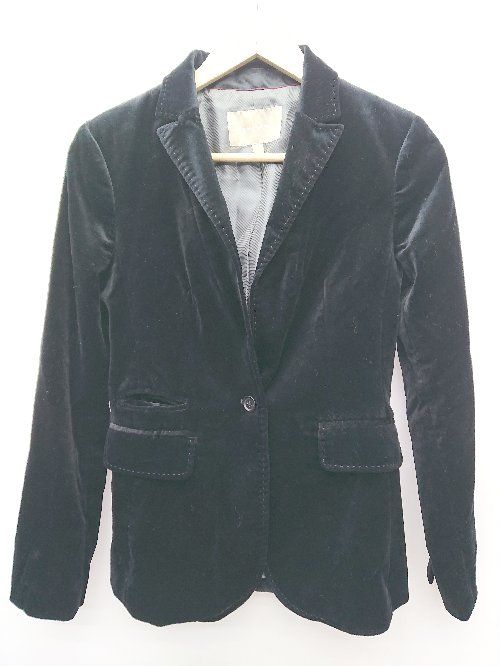 ◇ BANANA REPUBLIC バナナリパブリック ベロア調 長袖 テーラードジャケット サイズ2 ブラック レディース P 【1406110005802】