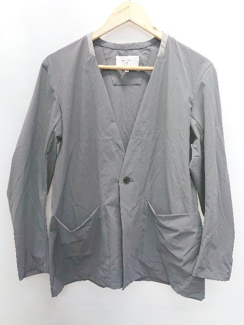 ◇ MYSELF ABAHOUSE マイセルフ アバハウス 長袖 ノーカラー ジャケット サイズS チャコールグレー レディース P 【1406110006854】