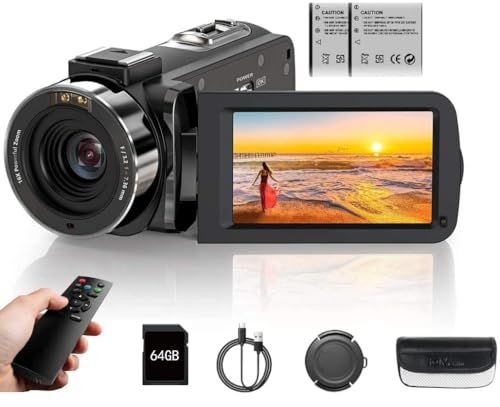 ☆新品☆ビデオカメラ4K動画8000万画像数YouTubeカメラ ウェブカメラ 18倍デジタルズーム270度回転 3.0インチ IR赤外線暗視Vlogカメラ 一時停止機能タイムラプス＆スローモーション検知 LEDフィルライトリモコン付き 予備 1a7a67f2