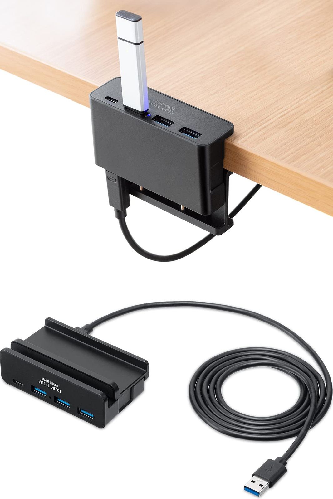 ☆新品☆サンワダイレクト USBハブ クランプ USB-A×3・USB-C×1 バスパワー 1.5mケーブル USB-A接続 ブラック 400-HUBA065NBK 7be1f91c