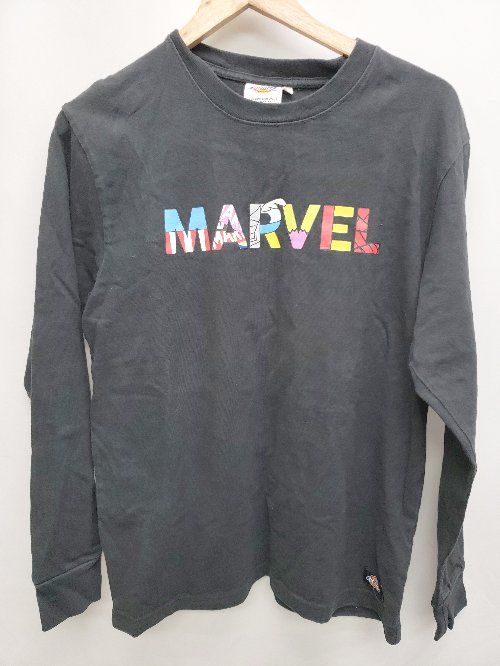 ◇ Dickies × MARVEL イラスト プリント 長袖 Tシャツ カットソー サイズL ブラック メンズ P 【1406180031909】