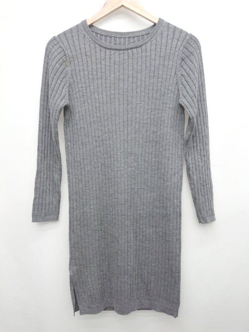 ◇ NOLLEY'S ノーリーズ リブニット シンプル 無地 長袖 ミニ丈 ワンピース サイズ36 グレー レディース P 【1406180030858】