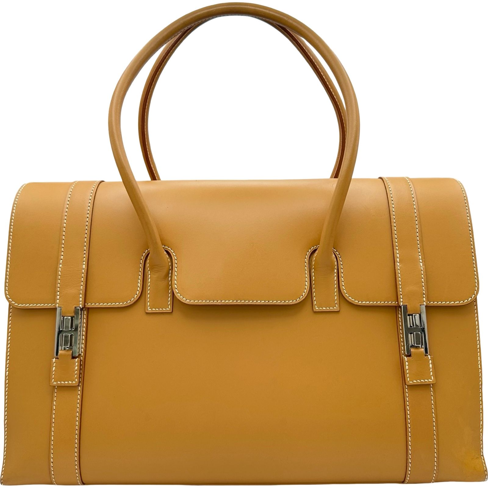 エルメス HERMES ドラッグ37 □D刻印 ナチュラル シルバー金具 ヴォーバレニア レディース ハンドバッグ