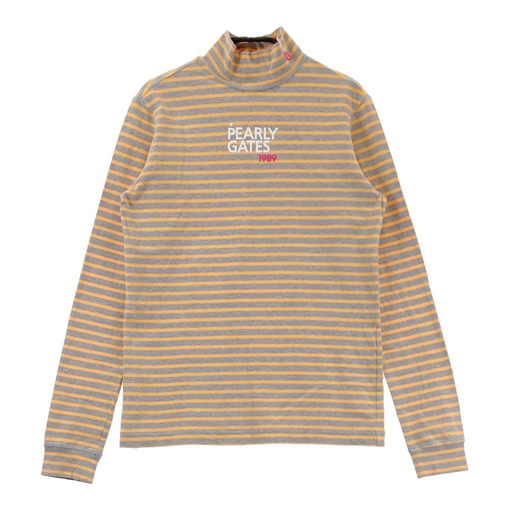 サイズ：1 PEARLY GATES パーリーゲイツ 2024年モデル ハイネック 長袖Tシャツ ボーダー柄 オレンジ系 [240101688614] ゴルフウェア レディース ストスト