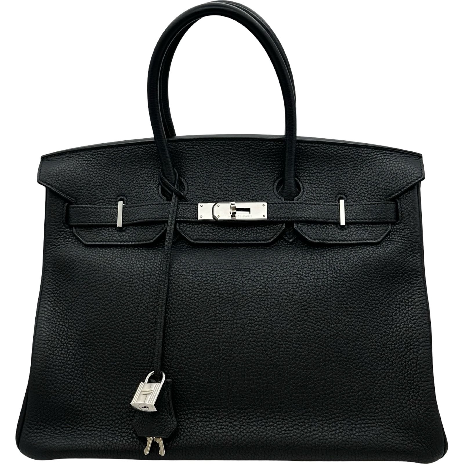 エルメス HERMES バーキン35 □N刻 ブラック シルバー金具 トゴ レディース ハンドバッグ