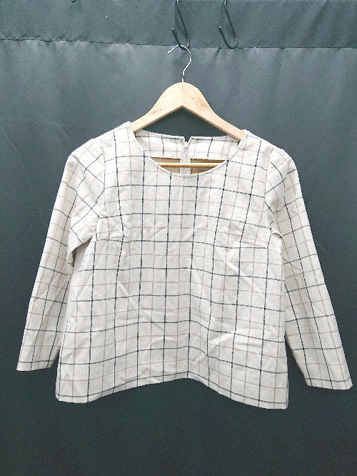 ◇ BEAMS LIGHTS ビームス ライツ チェック 七分袖 カットソー サイズ38 ベージュ マルチ レディース P 【1406180036195】