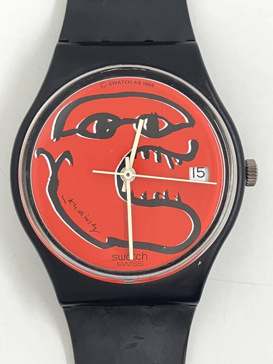 ジャンク Swatch GZ401 La Devoreuse ピエール・アレシンスキー 1988年 クォーツ 腕時計