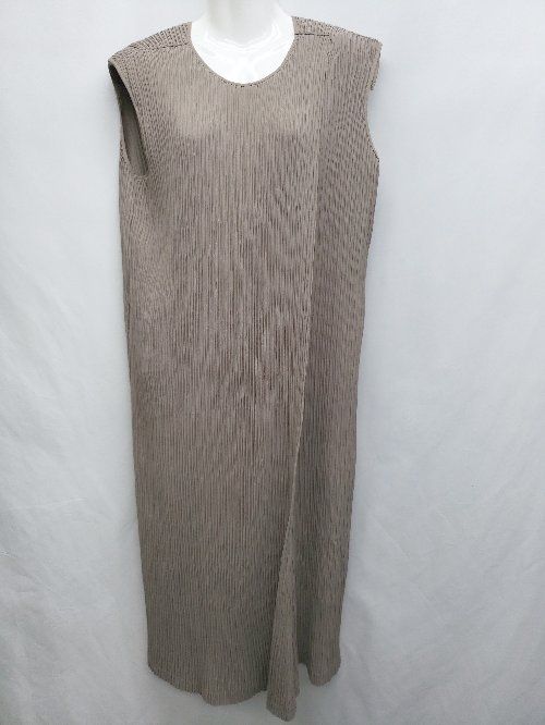 ◇ M_ MOUSSY マウジー ラップ巻き風 シャーリング ノースリーブ ロング ワンピース サイズ1 ブラウン系 レディース P 【1406180032036】