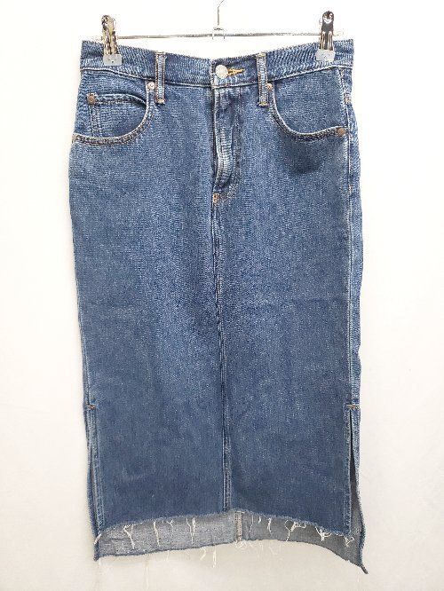 ◇ AZUL BY MOUSSY アズールバイマウジー カットオフ 膝下丈 タイト デニム スカート サイズS ブルー系 レディース P 【1406180045104】