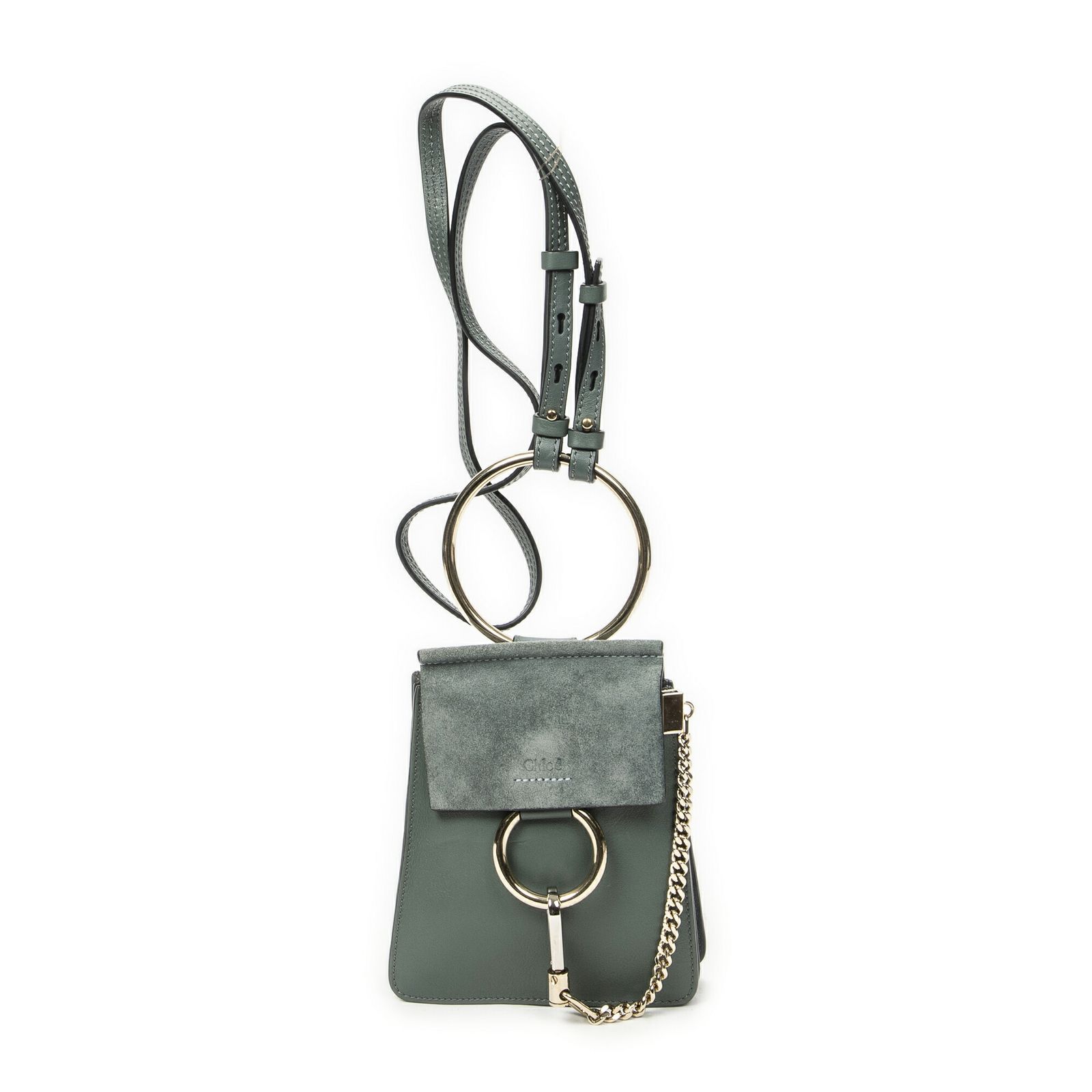 [中古] CHLOE クロエスモールフェイブレスレットバッグ緑カーフスキンレザーA
