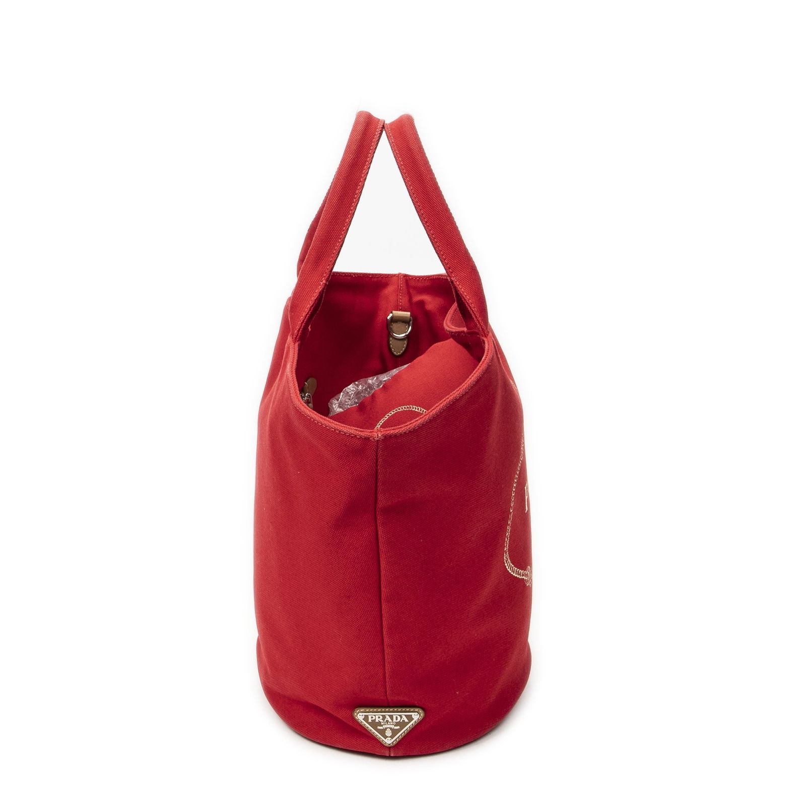 中古] PRADA プラダカナパ バケットトート赤カナパキャンバスA - メルカリ