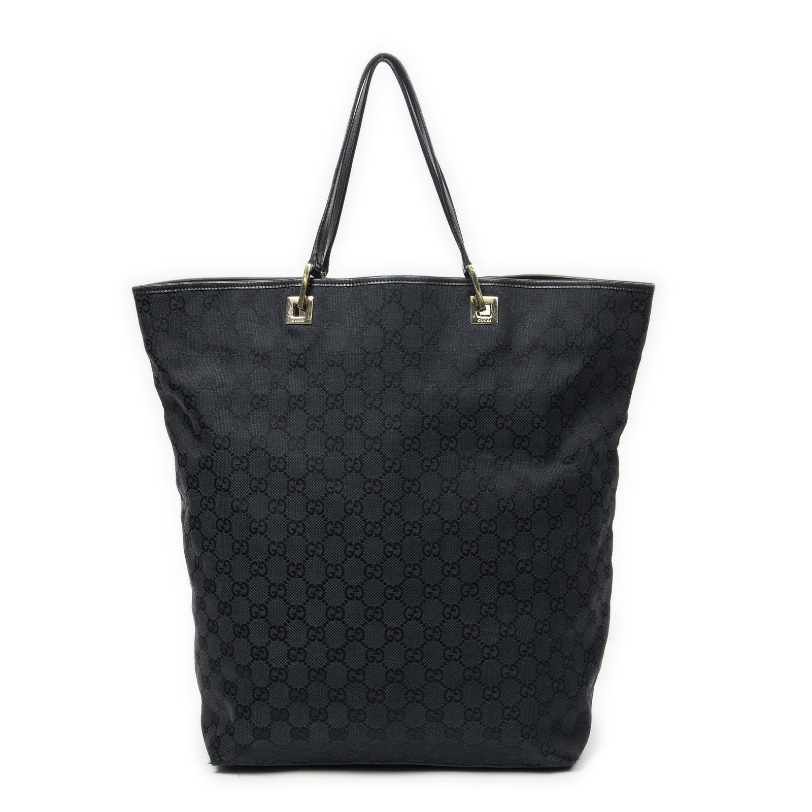 [中古] GUCCI グッチラージバーティカルジップトート黒GGデニムキャンバスA