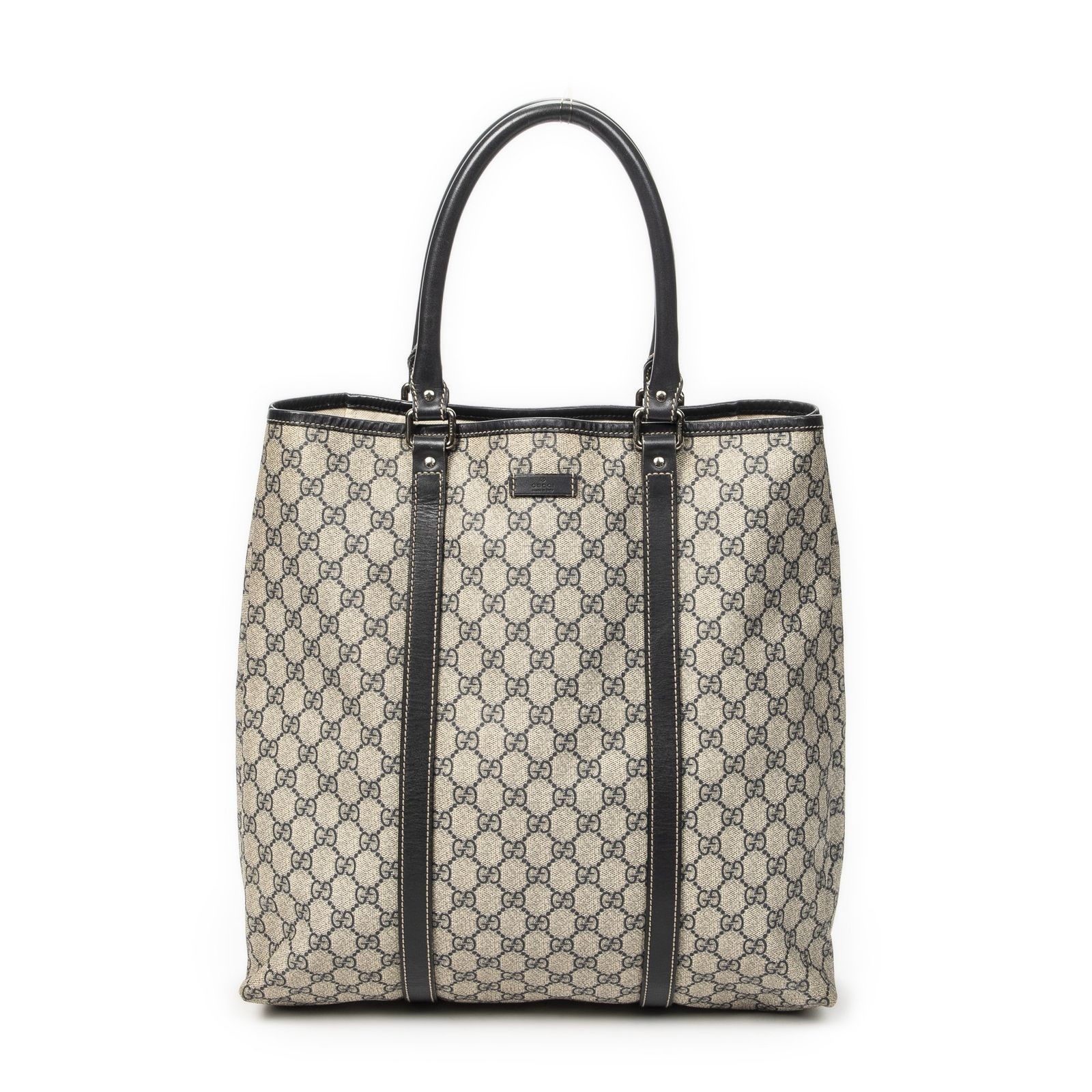 [中古] GUCCI グッチバーティカルトートネイビー/ベージュスプリームPVCキャンバスAB