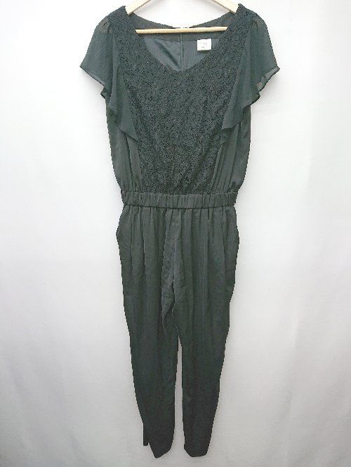◇ LIMITLESS LUXURY レース 切替 フレンチスリーブ オールインワン サイズF ブラック レディース P 【1406180045333】