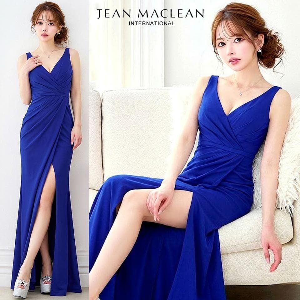 【JEAN MACLEAN / ジャンマクレーン】タックデザイン スリットロングドレス 11868 sugar 9,346円