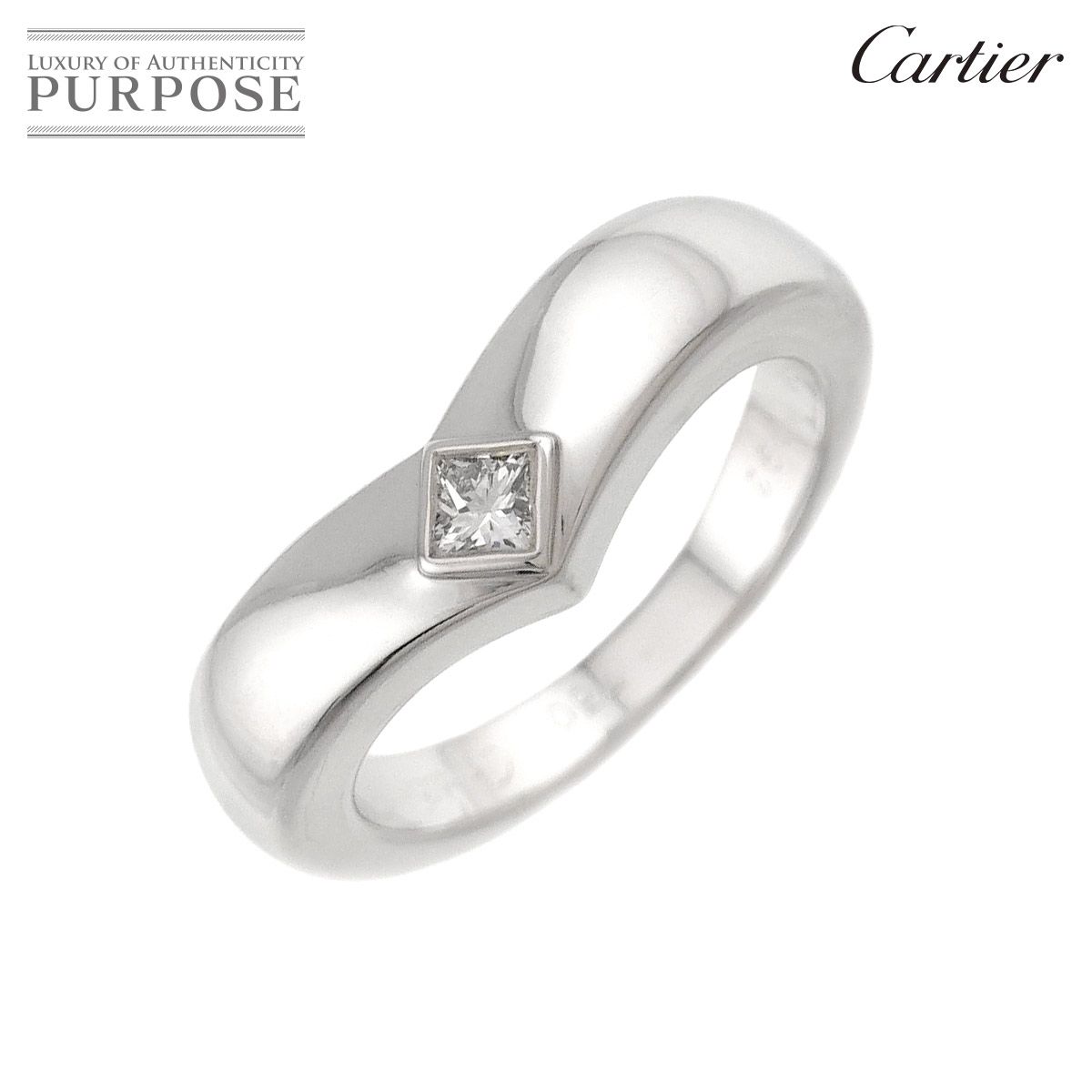 カルティエ Cartier トリアンドル #50 リング ダイヤ K18 WG ホワイト