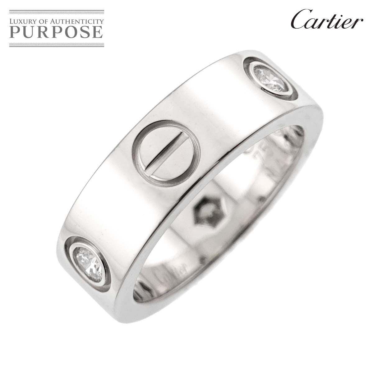 カルティエ Cartier ラブ #48 リング ハーフ ダイヤ 3P K18 WG ホワイトゴールド 750 指輪 Love Ring 90320878