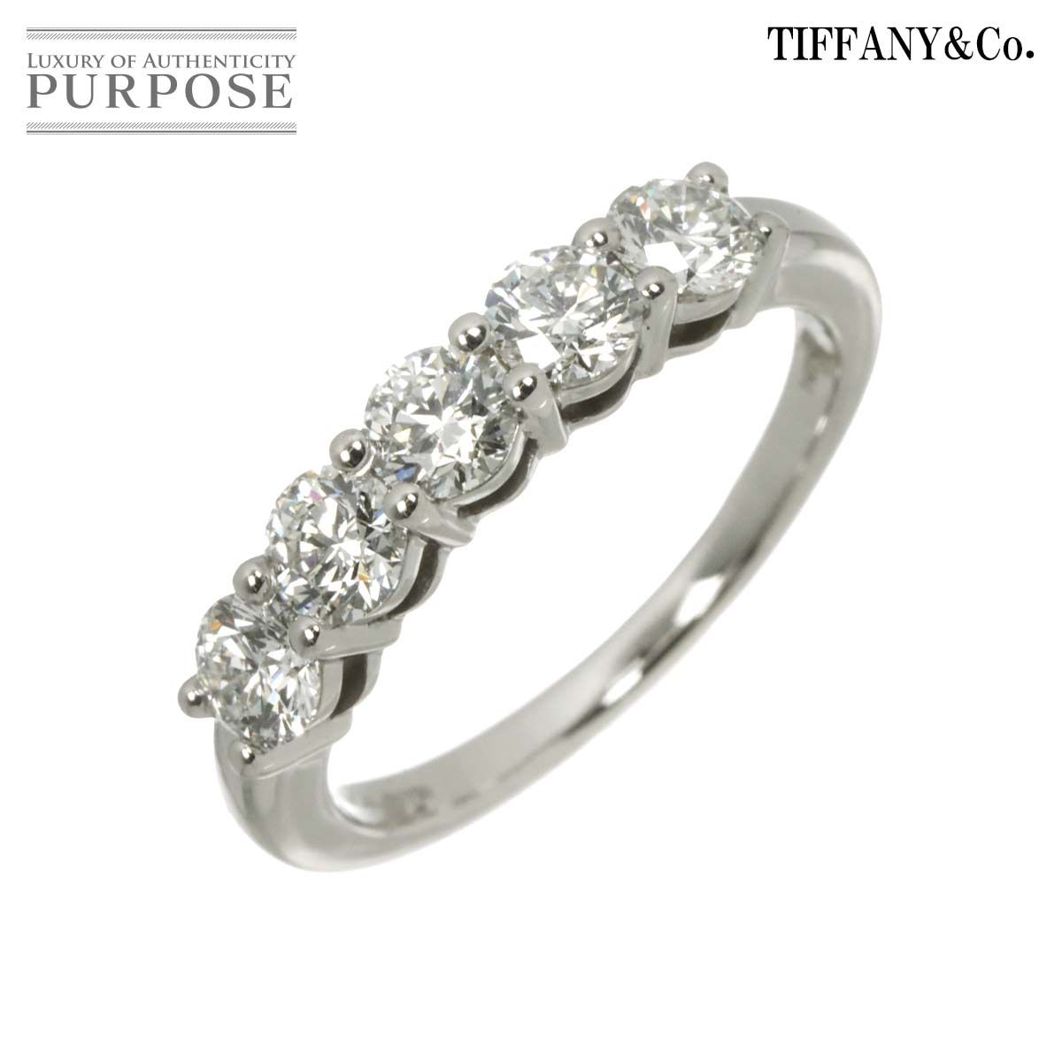 ティファニー TIFFANY&CO. フォーエバー ダイヤ 0.24ctX5 G/VS1-2/3EX 14号 リング Pt プラチナ Diamond Ring【鑑定書付き】 90320930