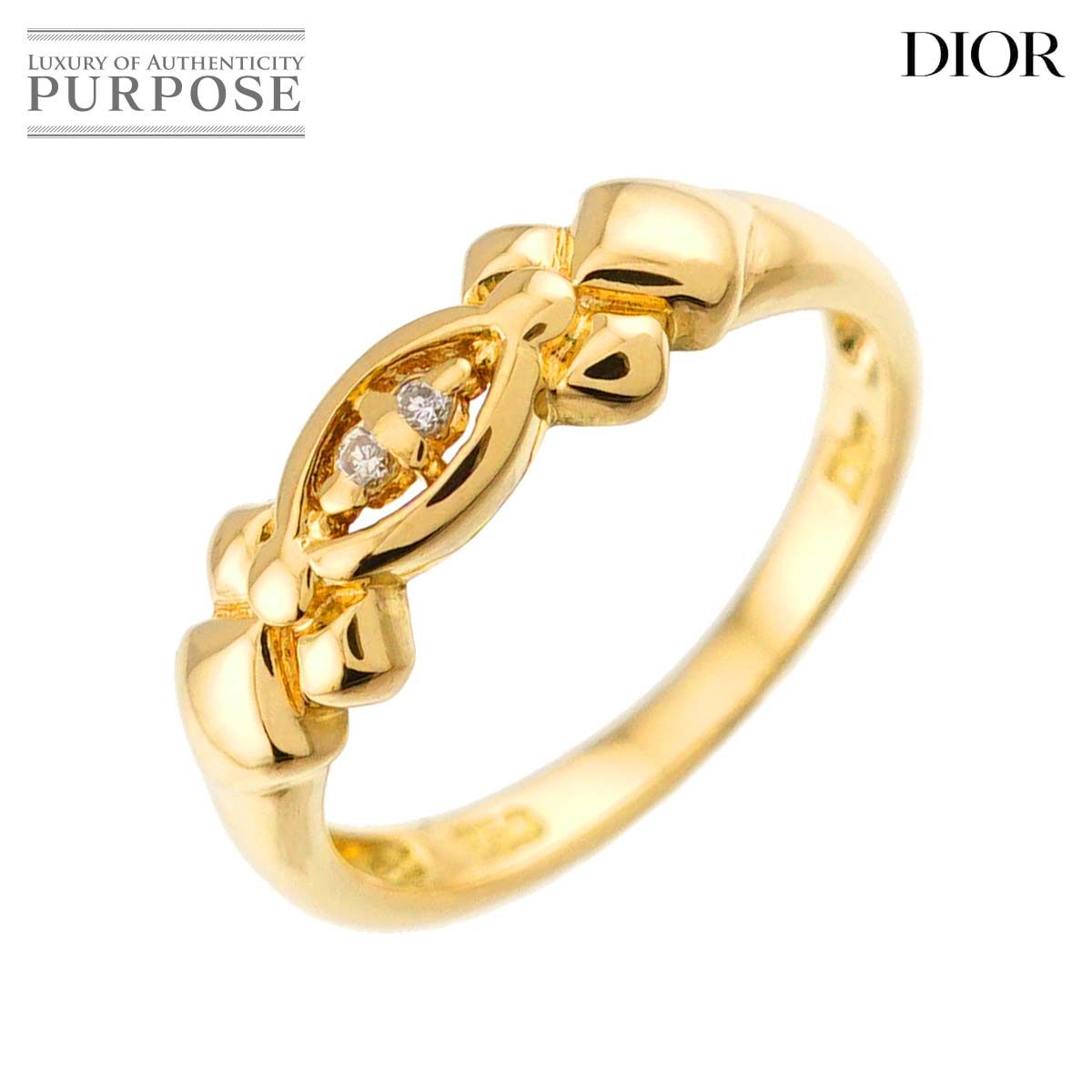 クリスチャン ディオール Christian Dior 8号 リング ダイヤ K18 YG イエローゴールド 750 CD 指輪 Diamond Ring 90323422