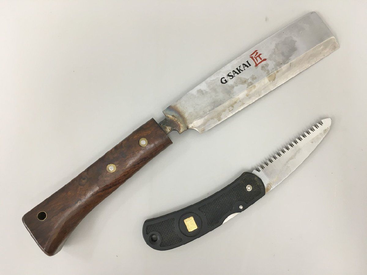 ガーバーサカイ G.SAKAI 鉈・片刃 匠 現状品 小型鋸 シース付き キャンプ・アウトドア用 2502LS006 アウトドア ガーバーサカイ G.SAKAI 鉈・片刃 匠 現状品 小型鋸 シース