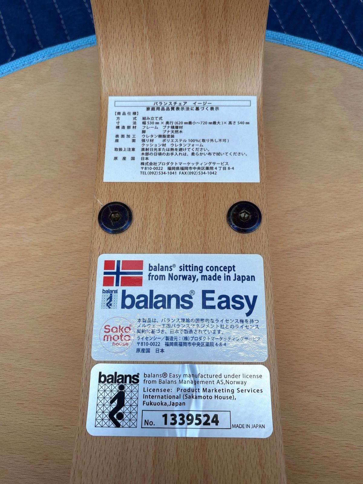 人気カラー balans Easy バランスチェア ライトブルー 姿勢矯正チェア