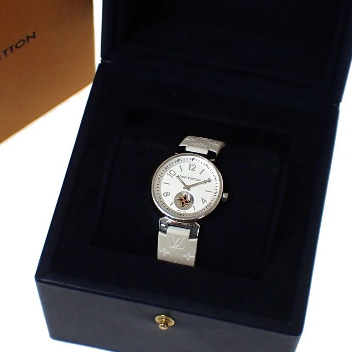 LOUIS VUITTON ルイ・ヴィトン タンブール ムーンスター PM 腕時計 ホワイト Q8J10 680RH773