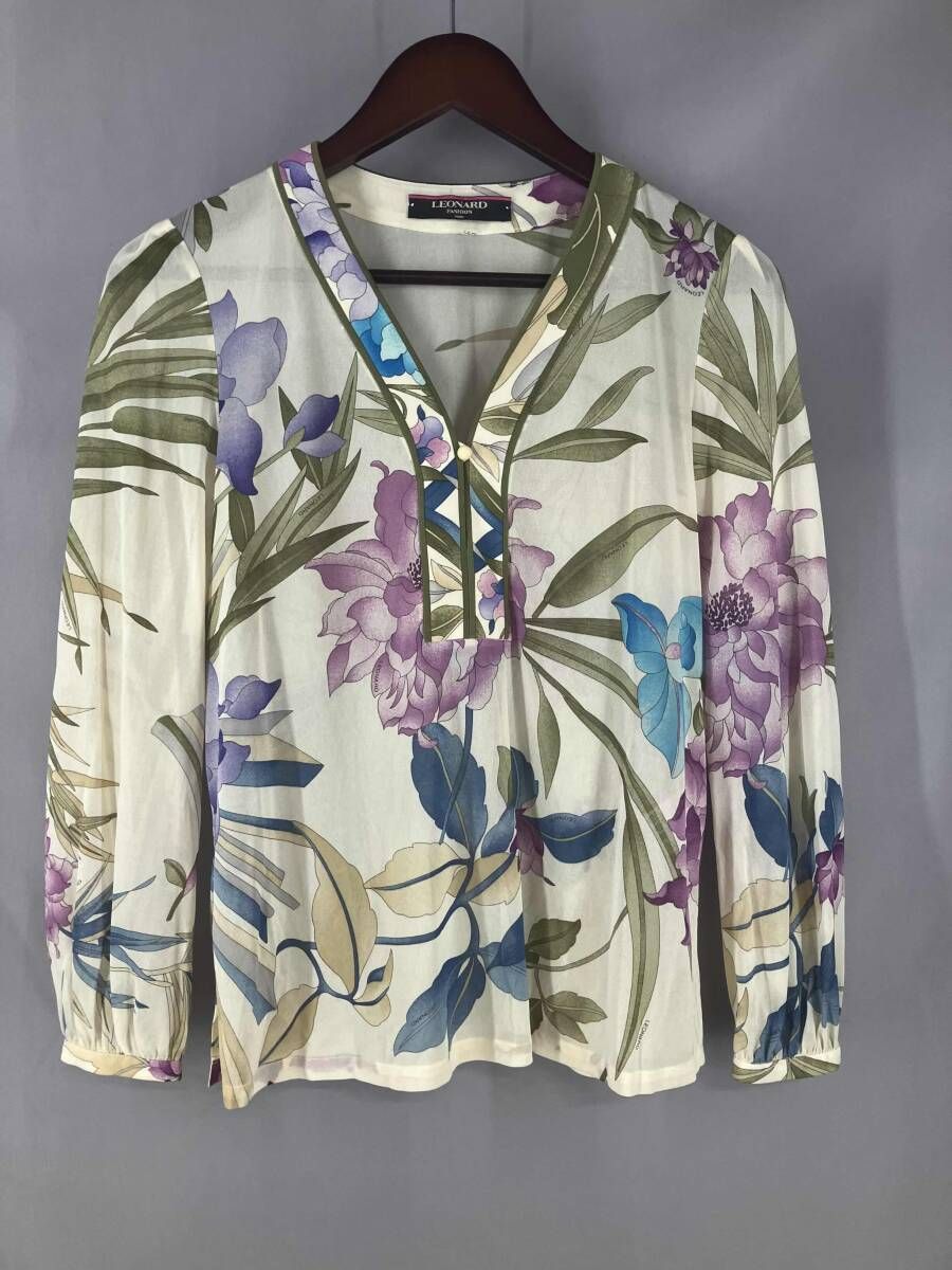 ★ LEONARD FASHION レオナールファッション 長袖シャツ カットソー 花柄 サイズ L マルチカラー 通年