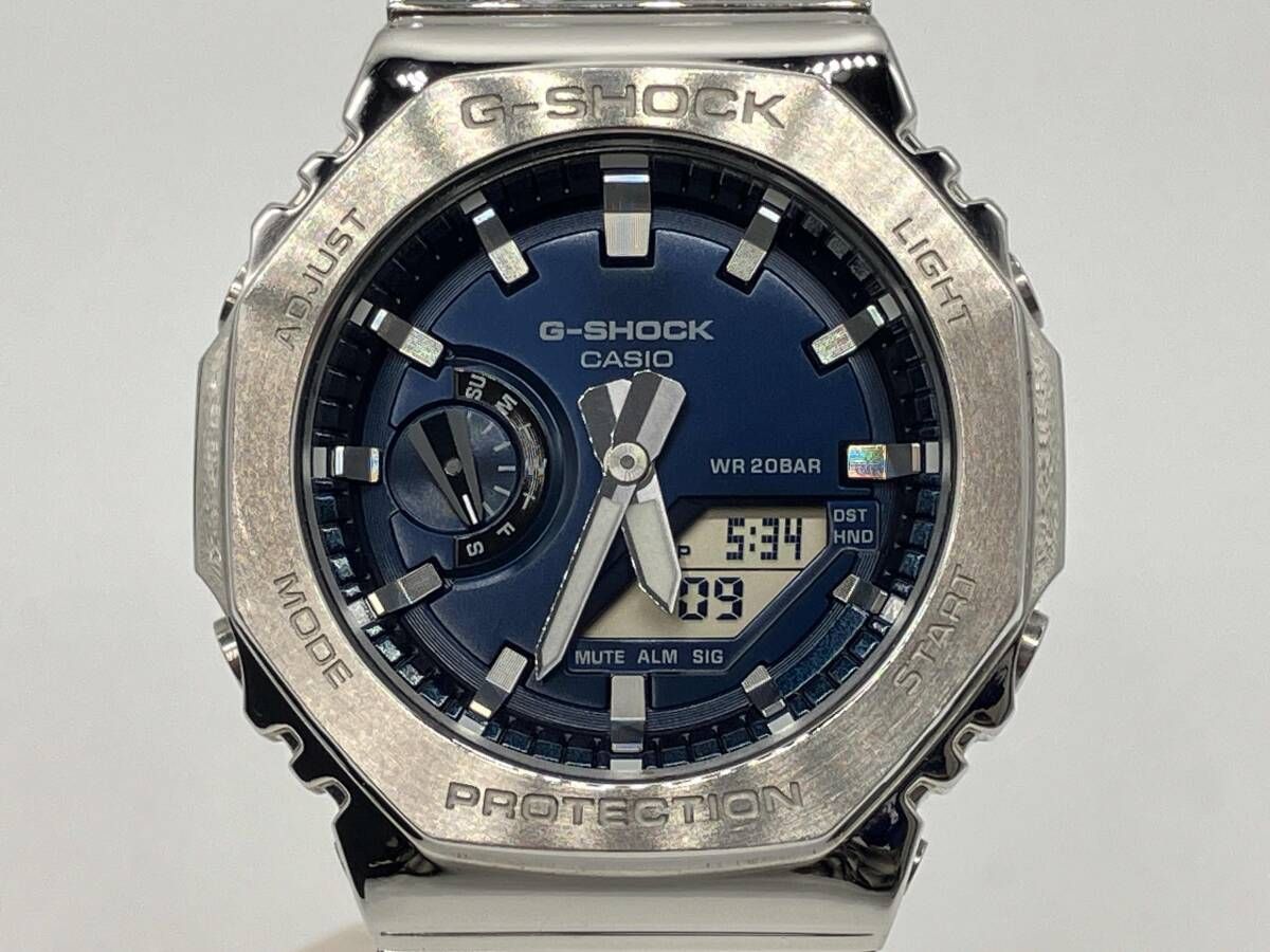 【箱付属】CASIO カシオ G‐SHOCK ジーショック GM-2110D-2BJF クォーツ アナデジ ネイビー シルバー メンズ 稼動品 保証書付属 腕時計
