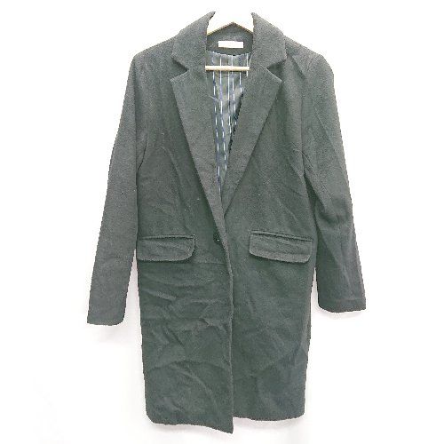 ◇ THE SHOP TK ザ ショップ ティーケー 長袖 チェスターコート サイズM ブラック レディース E 【1406180068226】