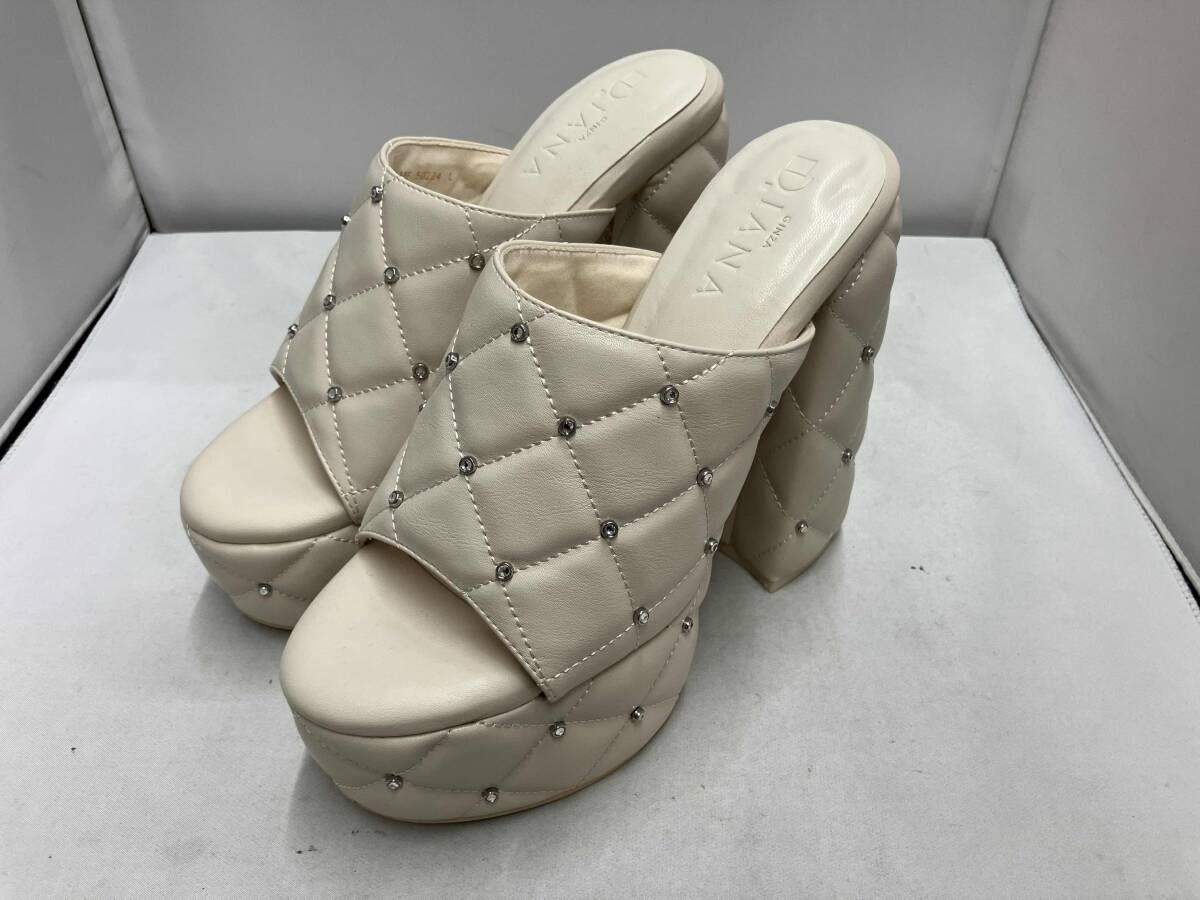 DIANA ダイアナ 50224 キルティング 厚底 チャンキーヒール オフホワイト Lサイズ サンダル ハイヒール