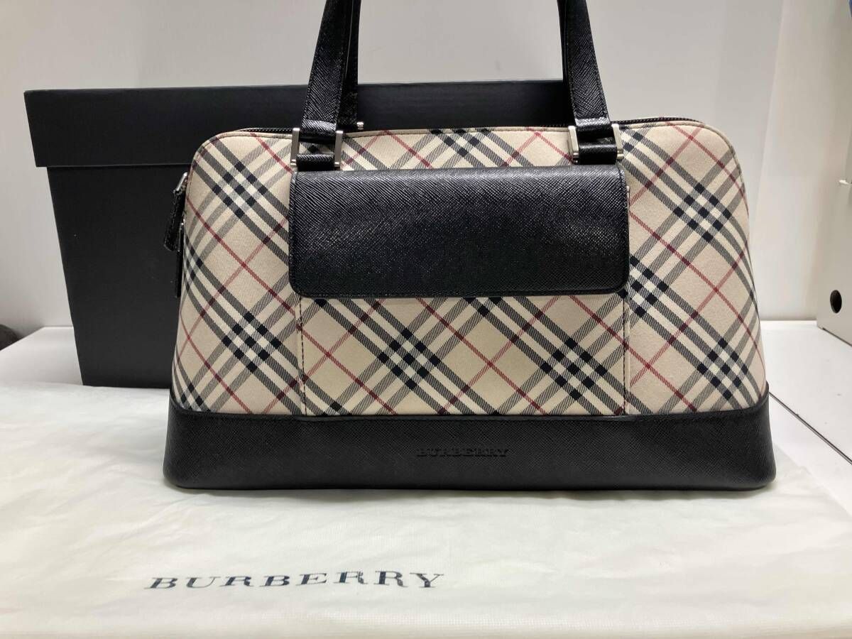 BURBERRY バーバリー ハンドバッグ / ノバチェック・レザーブラック