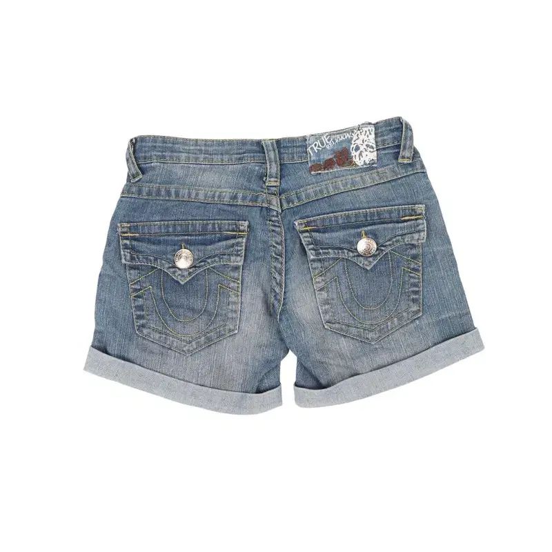 トゥルーレリジョン ロゴ デニム ショートパンツ