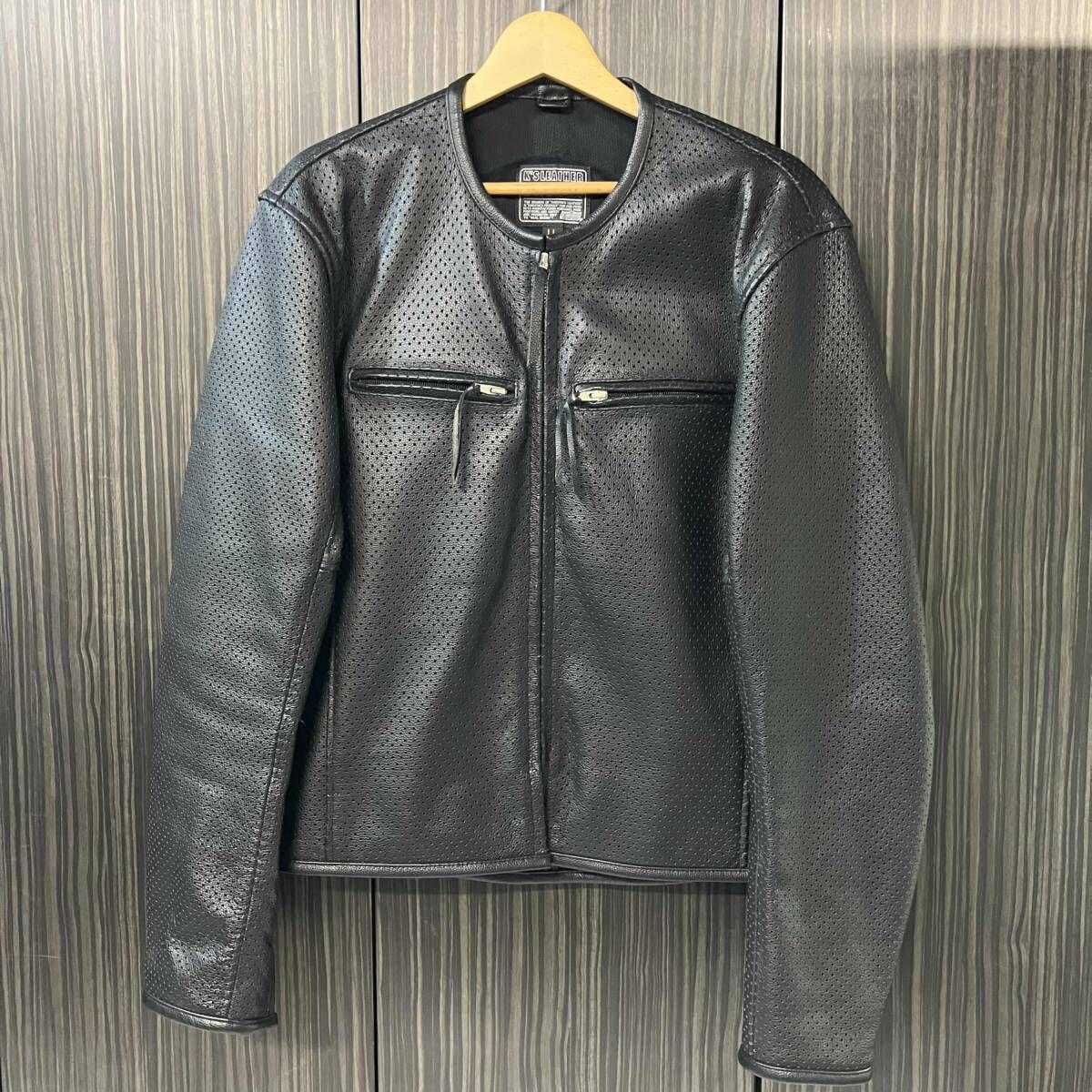 KADOYA シングルライダース パンチングレザー LLサイズ ブラック 