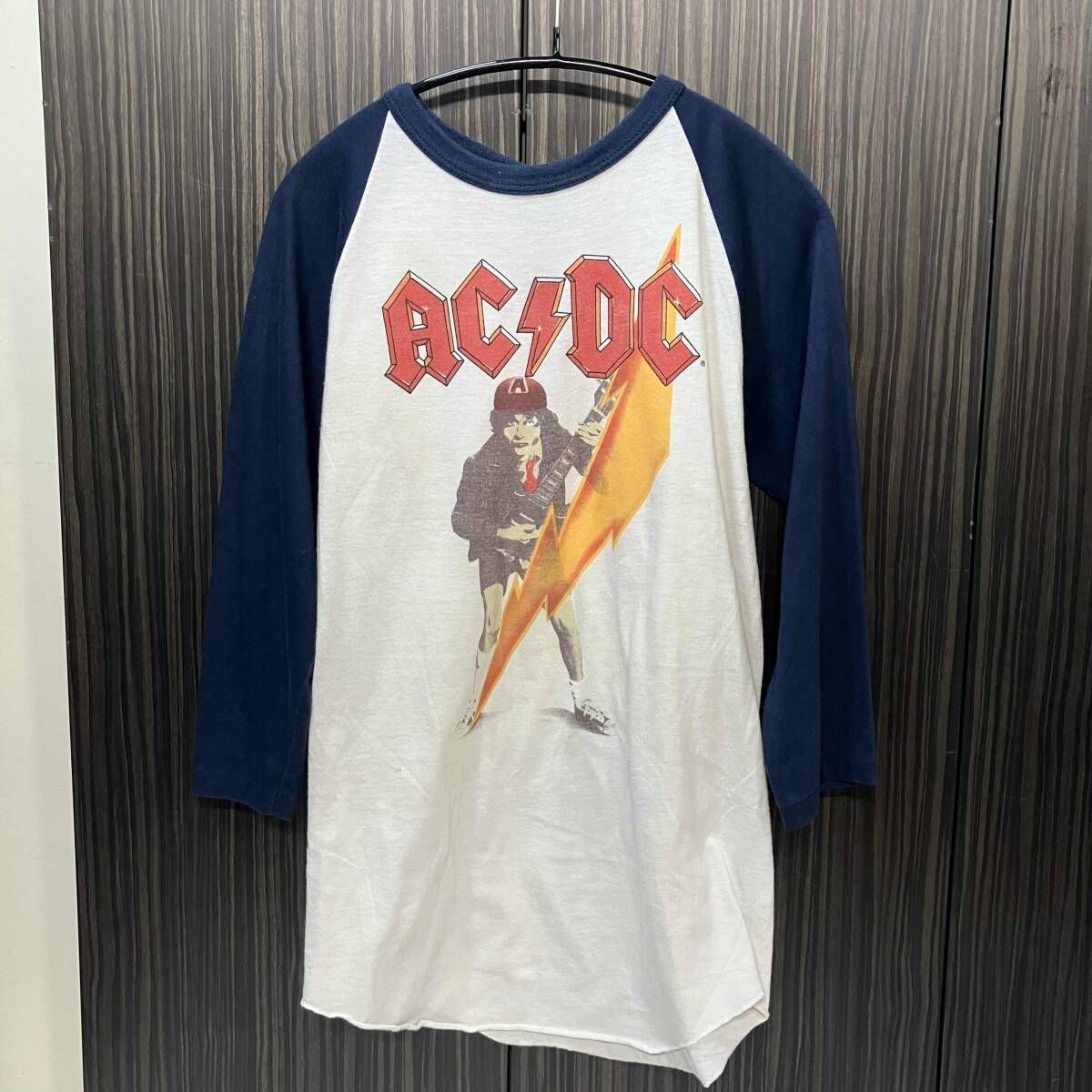 70-80s 古着 THE KNITS AC/DC 1976 TOUR ベースボールTEE 長袖Tシャツ サイズM ザニッツ