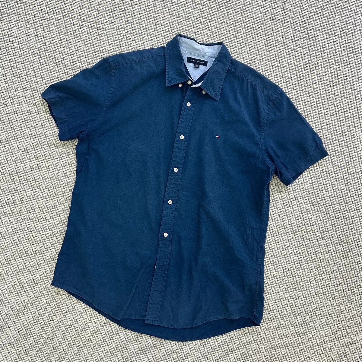 XL Tommy Hilfiger トミーヒルフィガー Oxford オックスフォード 半袖 シャツ 0512D