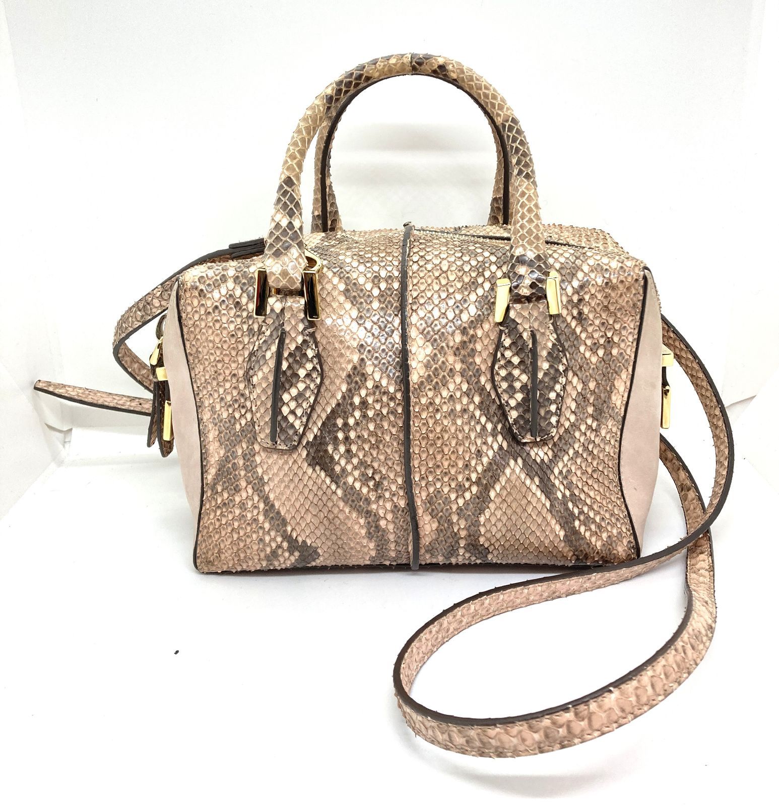 中古 TOD'S Dキューブ パイソンレザー 本革 2WAY ハンド&ショルダーバッグ TOD'S レディース トッズ D-Cube レディース 30004
