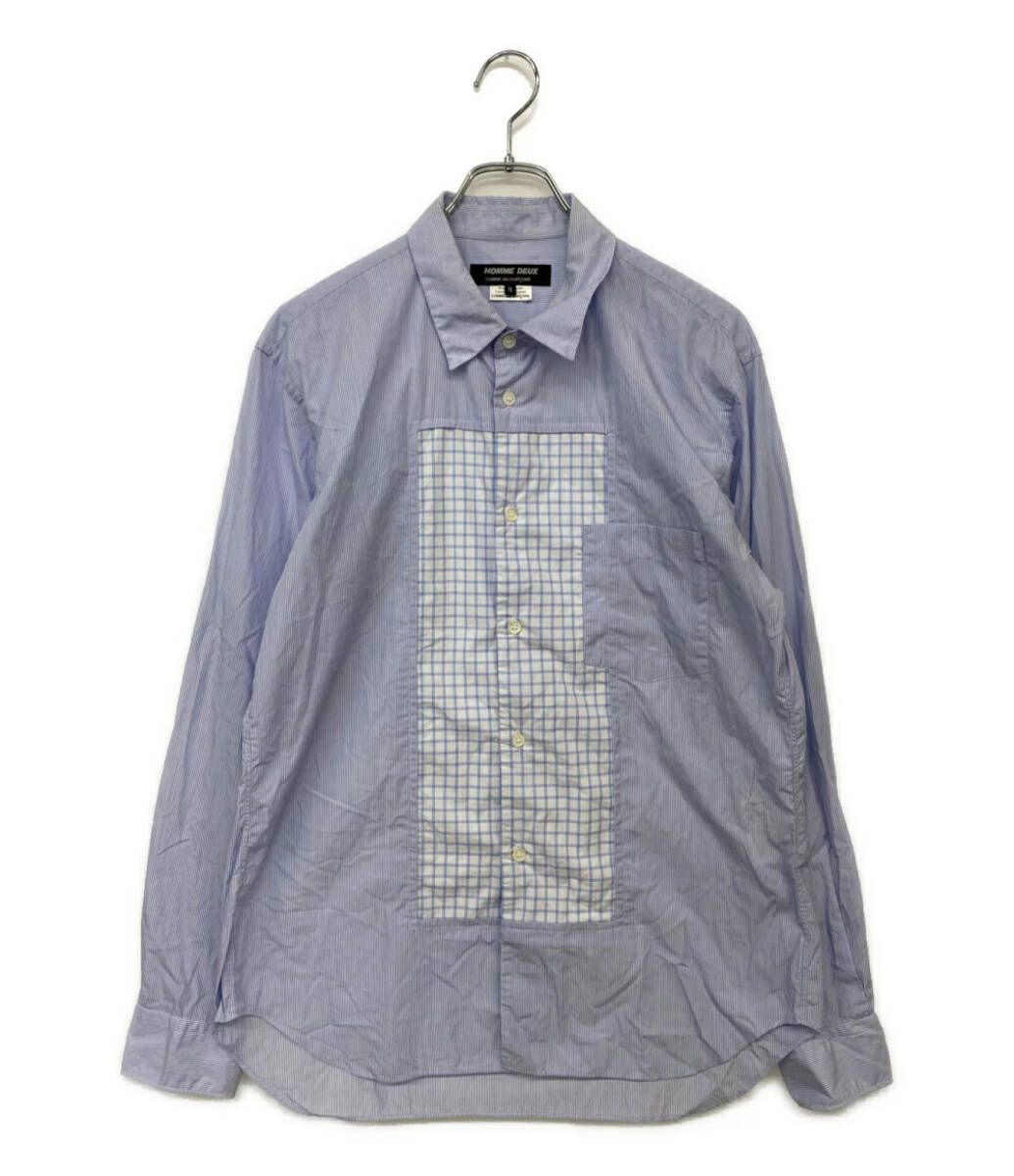 COMME des GARCONS HOMME DEUX 長袖シャツ AD2019 パッチワーク 20ss DE-B028 メンズ SIZE M コムデギャルソンオムドゥ