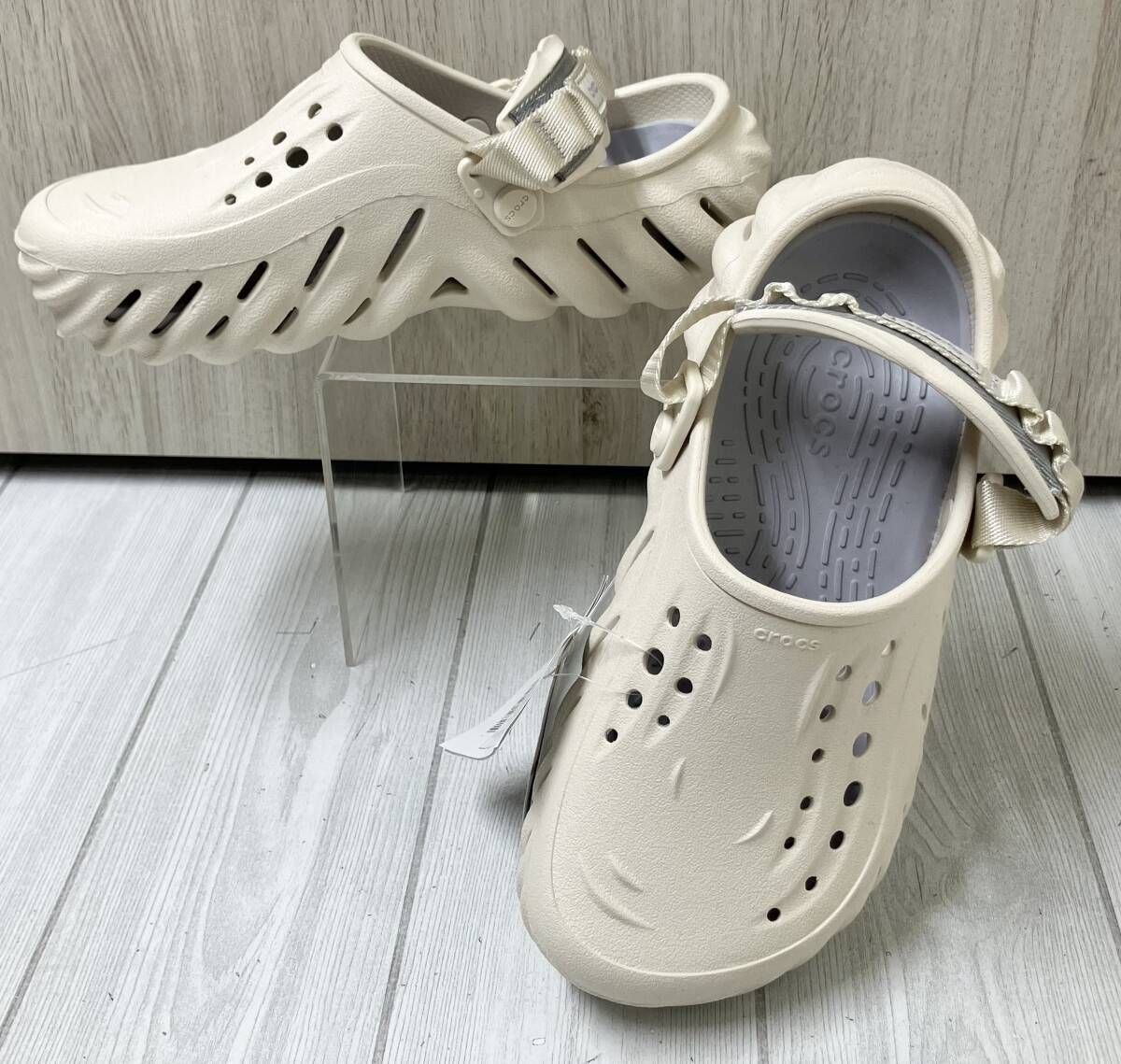 crocs Echo Clog クロックス エコー クロッグ サンダル 23.0cm ベージュ グレー メンズ レディース 厚底 シューズ