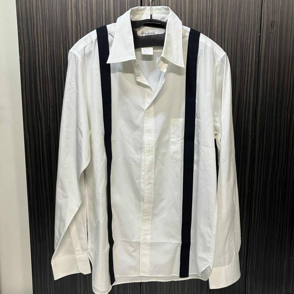 08ss archive YOHJI YAMAMOTO POUR HOMME 長袖シャツ 敗残兵期テープデザインコットンシャツ サイズ4 HT-B13-025 ヨウジヤマモトプールオム