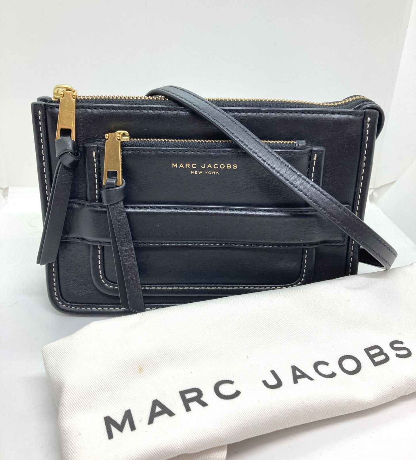 中古 MARC JACOBS マークジェイコブス ショルダーバッグ レザー M0008144 ブラック クロスボディバッグ レディース MJ 28276