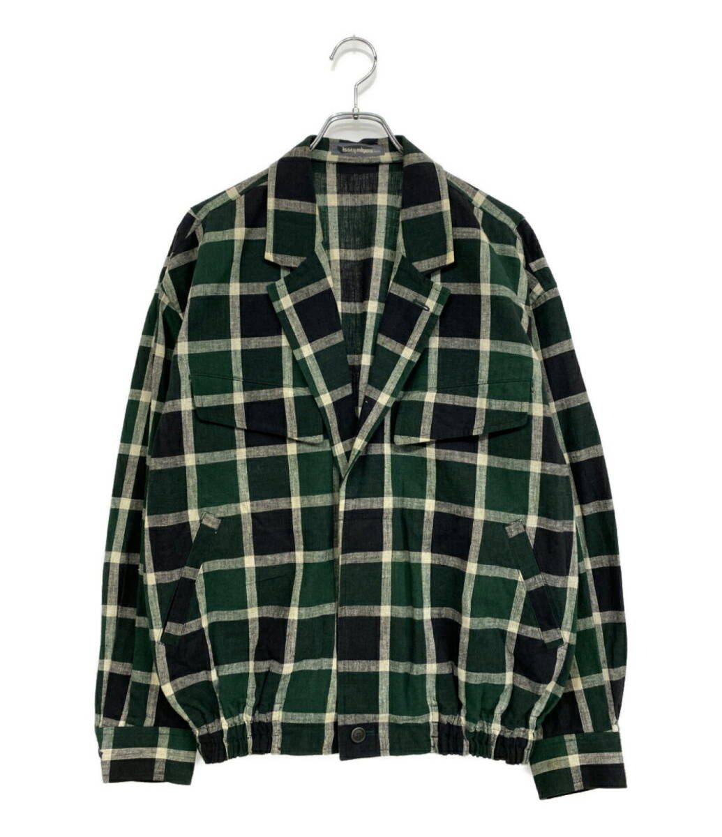 イッセイミヤケ メン ジャケット 筆タグ チェック グリーン 80s LG31986 メンズ SIZE M ISSEY MIYAKE MEN