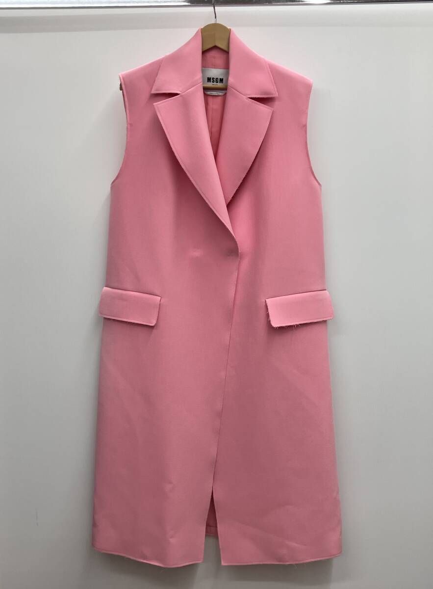 MSGM エムエスジーエム ロングジレ ノースリーブ コート MADE IN ITALY イタリア製 3141MDC05 サイズ40 ショッキングピンク