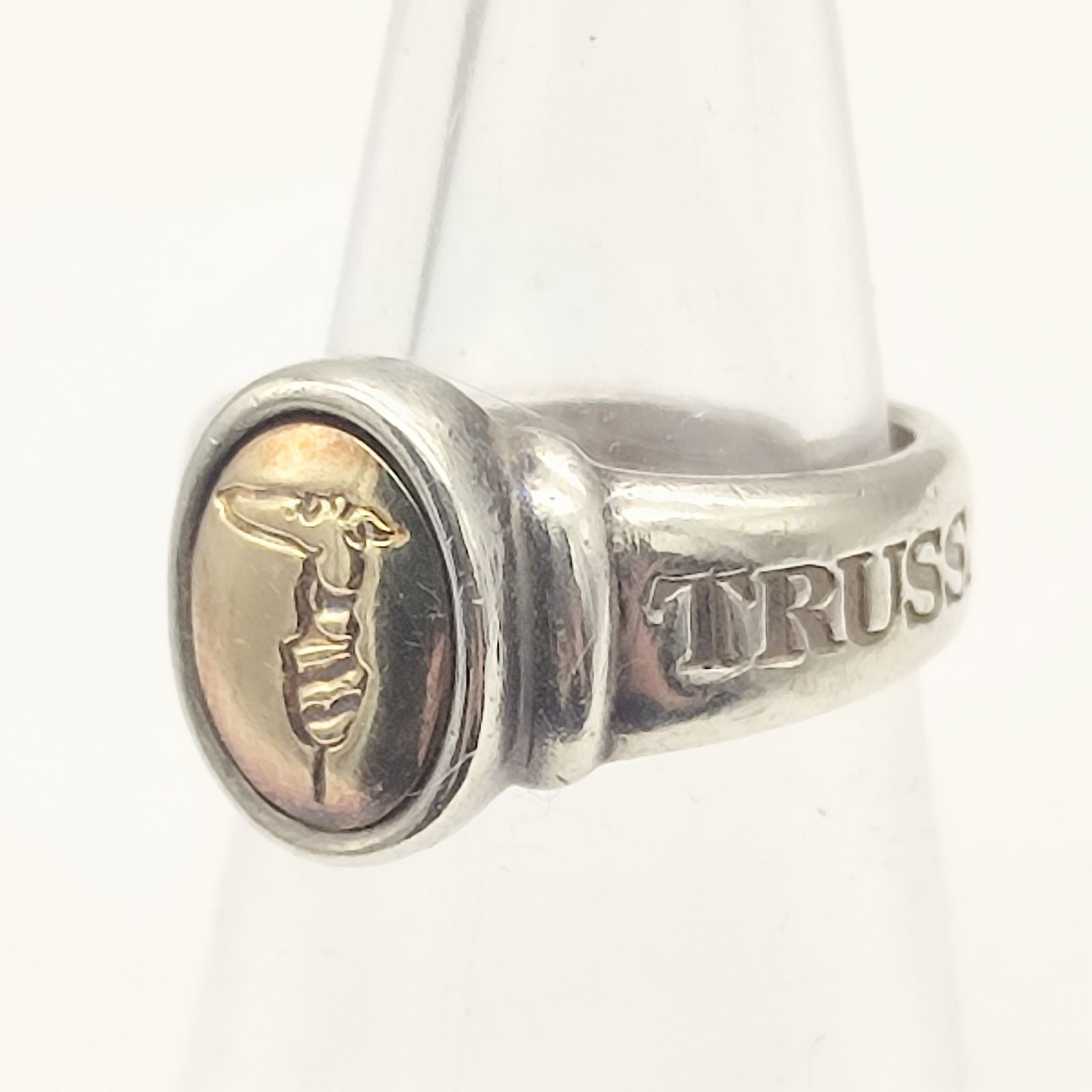 美品】TRUSSARDI トラサルディ コンビロゴリング K18×シルバー925
