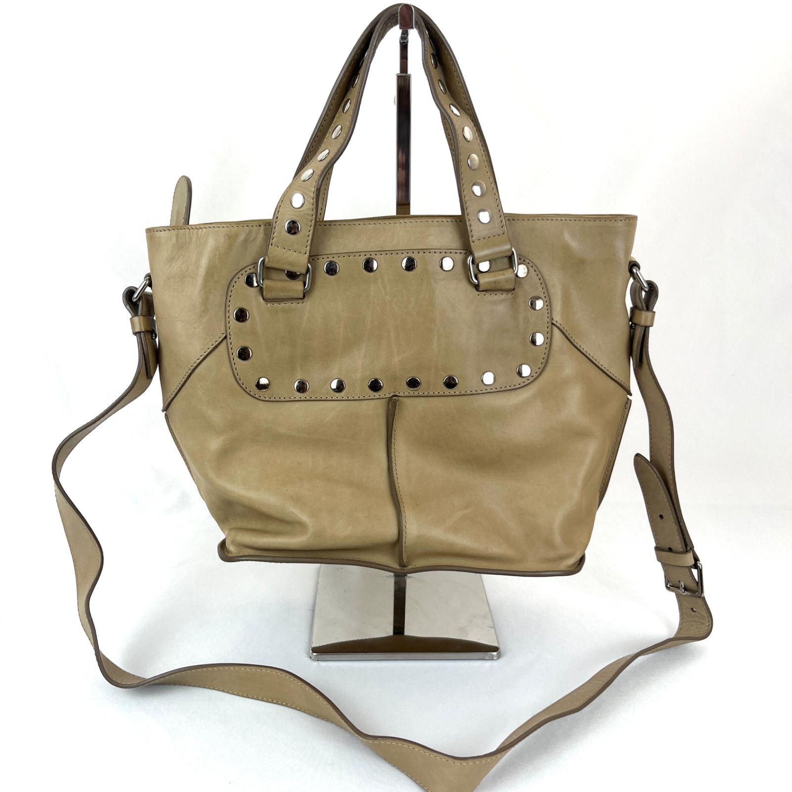 CELINE セリーヌヴィンテージスタッズ2wayショルダーバッグ レザー 