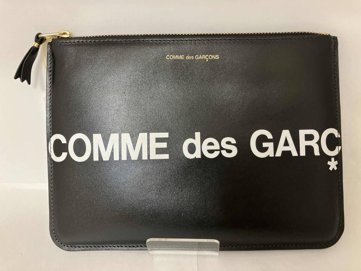 COMME des GARCONS コムデギャルソン HUGE LOGO ポーチ クラッチバッグ セカンドバッグ ブラック レザー 革 スペイン製