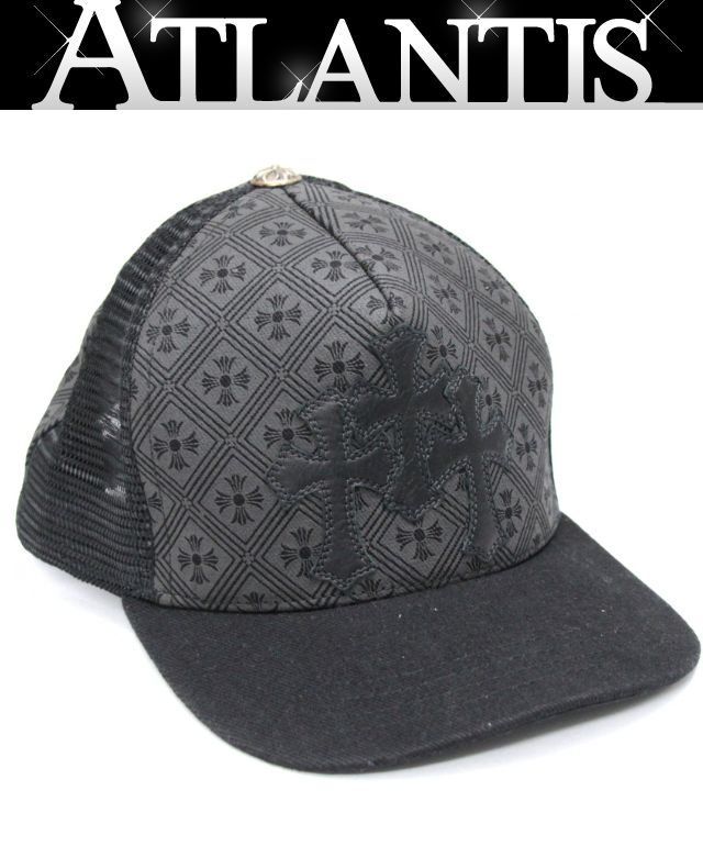 CHROME HEARTS 新宿店 クロムハーツ 総柄 セメタリークロスパッチ トラッカーキャップ 帽子 シルバー SV925 メンズ 黒/黒 31015 104,445円