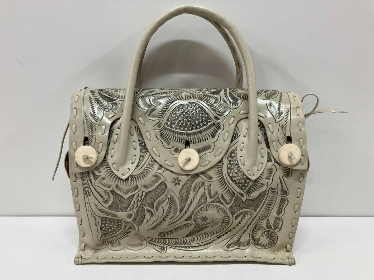 carving tribes カービング トライブス トートバッグ 花柄 レザー ホワイト